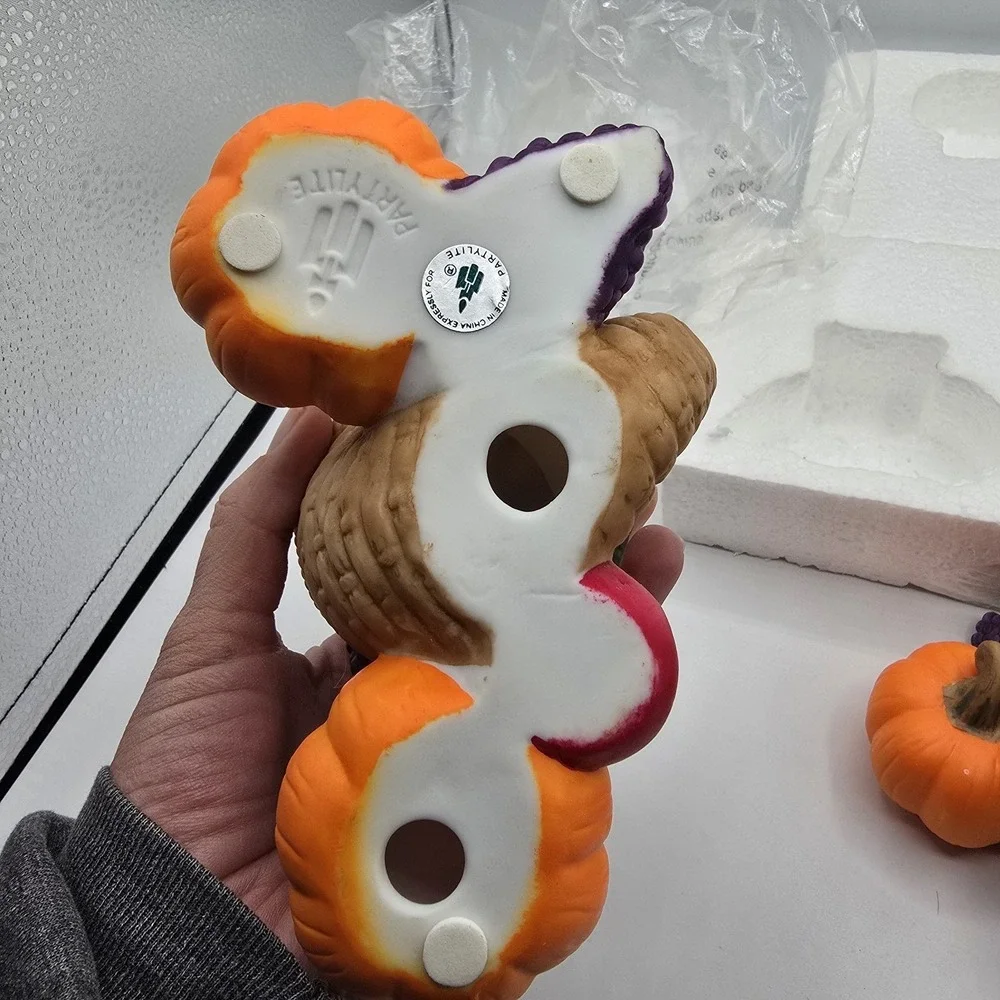 Partylite Harvest Time Taper Candle Holders CORNUCOPIA PUMPKIN Thanksgiving Fall